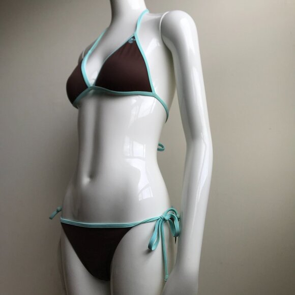 Billabong BLUE CRUSH era bikini brown reversible triangle set - Picture 6 of 9